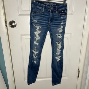 American Eagle Outfitters Women's Ripped Blue Skinny Jeans